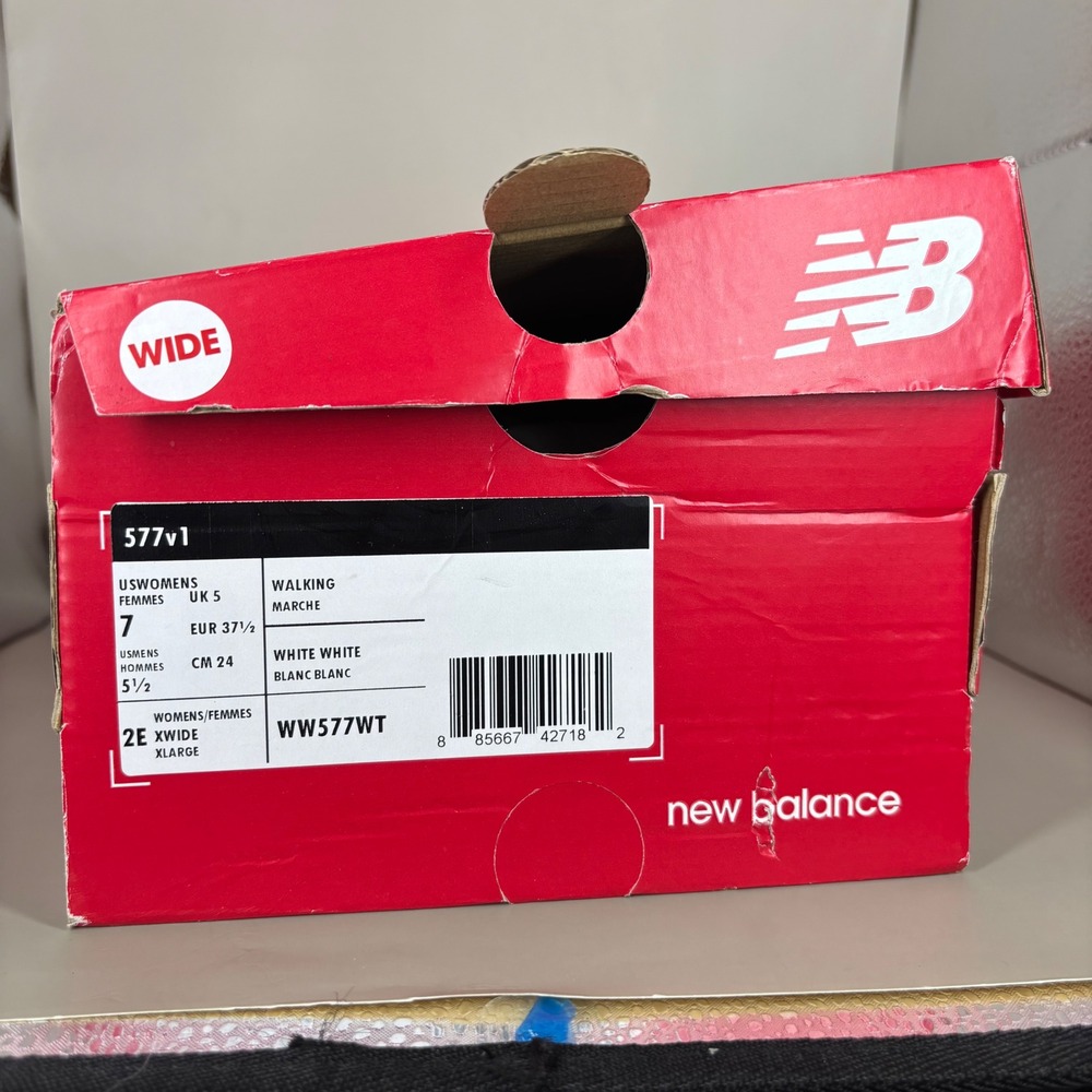 New Balance 577v1 White Leather Walking Shoes WW577WT Womens 7 2E Extra Wide - Picture 8 of 8